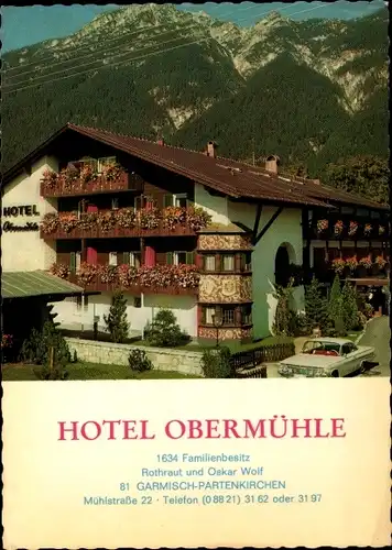 Ak Garmisch Partenkirchen in Oberbayern, Hotel Obermühle