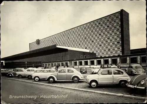 Ak Braunschweig in Niedersachsen, Hauptbahnhof, Autos