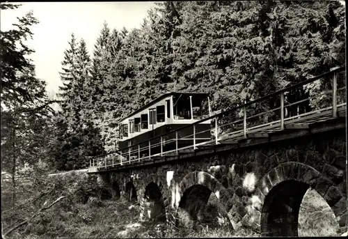 Ak Augustusburg im Erzgebirge, Drahtseilbahn, Brücke