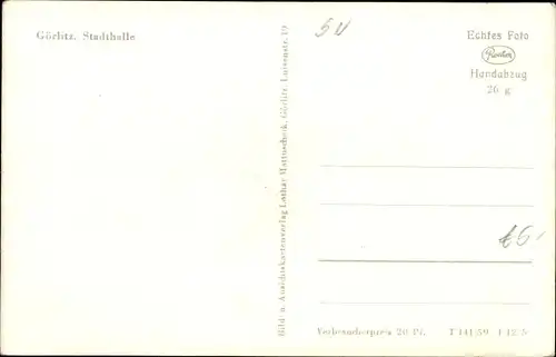 Ak Görlitz in der Lausitz, Stadthalle