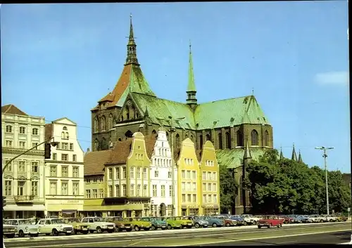 Ak Hansestadt Rostock, Ernst-Thälmann-Platz, Marienkirche