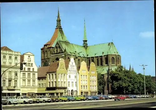 Ak Hansestadt Rostock, Ernst-Thälmann-Platz, Marienkirche