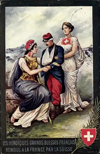 Ak Schweiz, les heroqiues grands blesses francais rendus a la france par la suisse, Wappen