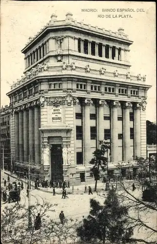 Ak Madrid Spanien, Banco Central, Straßenpartie vor der Zentralbank