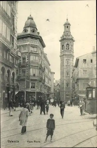 Ak Valencia Stadt Spanien, Plaza Reyna