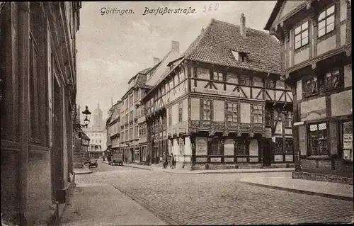 Ak Göttingen in Niedersachsen, Barfüßerstraße, Fachwerkhäuser