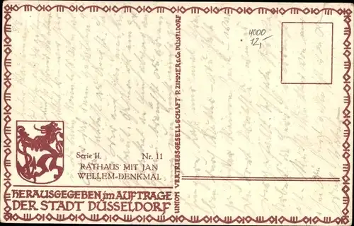 Ak Düsseldorf am Rhein, Rathaus mit Jan Wellem Denkmal