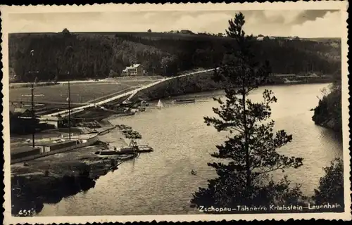 Ak Kriebstein Sachsen, Zschopau Talsperre, Panorama, Lauenhain