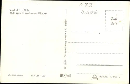 Ak Saalfeld an der Saale Thüringen, Franziskaner-Kloster, Ortsansicht