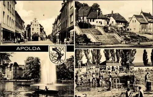 Ak Apolda im Weimarer Land Thüringen, Anlagen Unterm Schloß, Bahnhofstraße