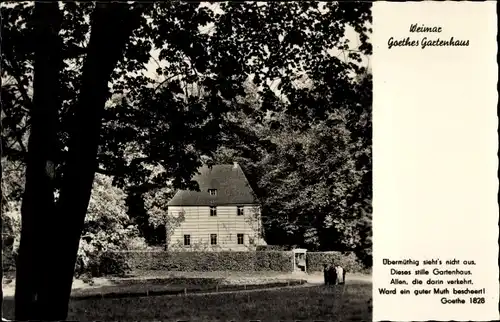 Ak Weimar in Thüringen, Goethes Gartenhaus, Gedicht