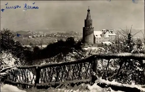 Ak Weida in Thüringen, Blick zur Osterburg, Winter