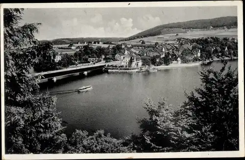 Ak Saalburg in Thüringen, Stausee der oberen Saaletalsperre, Dampfer