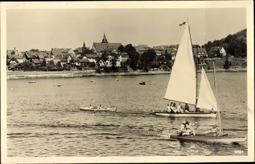 Ak Saalburg Ebersdorf, Stausee, Segelboote, Ruderboote