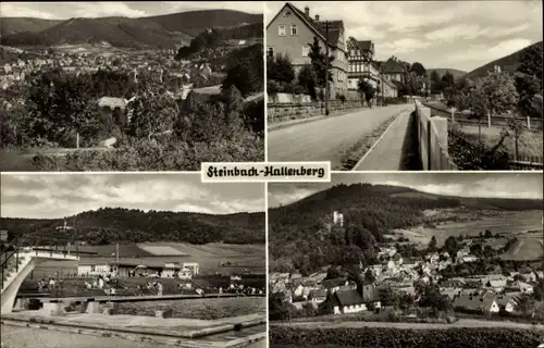 Ak Steinbach Hallenberg im Thüringer Wald, Panorama, Straßenansicht, Freibad