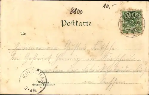 Litho Zittau in der Oberlausitz, Rathaus, Gesamtansicht vom Ort, Kirchturm