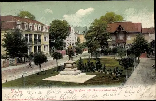 Ak Zittau in der Oberlausitz, Ottokarplatz mit Bismarckdenkmal