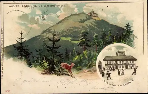 Künstler Litho Kretschmar, O., Waltersdorf Großschönau Oberlausitz, Lausche, Gasthaus