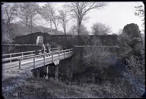 4 Glas Negative Essen Rellinghausen, Hof, Brücke, Wiese