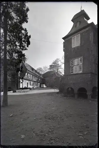 4 Glas Negative Essen Rellinghausen, Hof, Brücke, Wiese