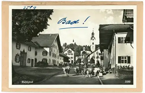 5 Glas Negative Bad Kohlgrub in Oberbayern, Markt, Totale, Trachten