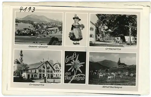 5 Glas Negative Bad Kohlgrub in Oberbayern, Markt, Totale, Trachten