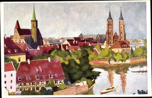Künstler Ak v. Hout, Wrocław Breslau in Schlesien, Dominsel