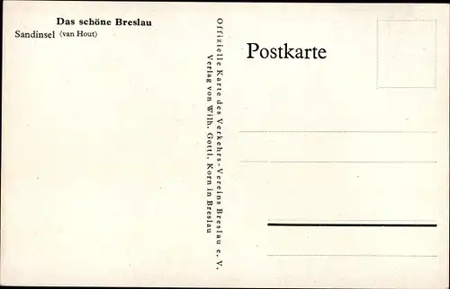 Künstler Ak v. Hout, Wrocław Breslau in Schlesien, Sandinsel, Dmapfer, Segelboot, Kajak