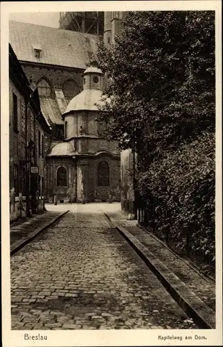 Ak Wrocław Breslau in Schlesien, Kapitelweg am Dom