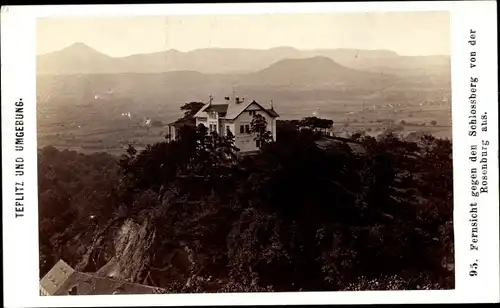 CdV Teplice Teplitz Region Aussig, Fernsicht gegen den Schlossberg von der Rosenburg aus