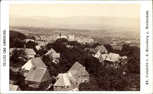 CdV Teplice Teplitz Reg. Aussig, Fernsicht von der Rosenburg gegen Mariaschein, Bohosudov