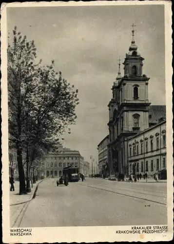 Ak Warszawa Warschau Polen, Krakowskie Przedmieście, Krakauer Vorstadt