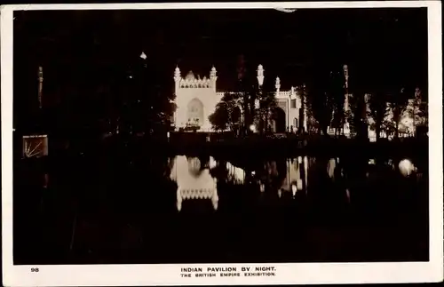 Ak Wembley London, Indian Pavilion by Night, British Empire Exhibition