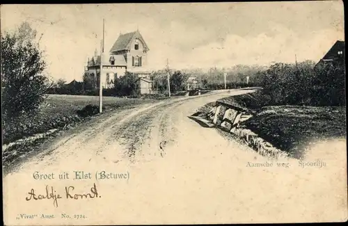 Ak Elst Gelderland Niederlande, Aamsche Weg, Spoorlijn