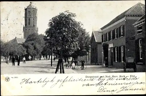 Ak Elst Gelderland Niederlande, Dorfstraße, N. H. Kirche