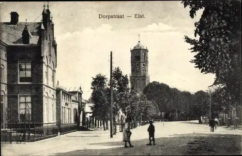 Ak Elst Gelderland Niederlande, Dorfstraße, Kirche