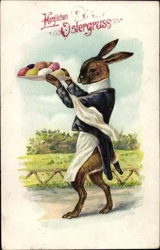 Ak Glückwunsch Ostern, Osterhase, Ostereier