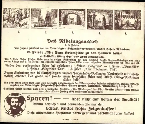 Sammelbild Das Nibelungen-Lied, IV. Fries, Wie Frau Kriemhilde zu den Hunnen kam, König Etzel