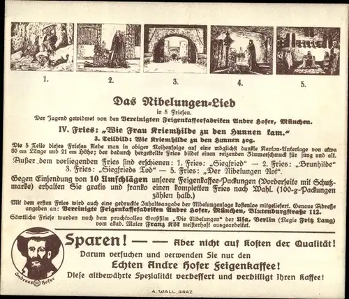 Sammelbild Das Nibelungen-Lied, IV. Fries, Wie Frau Kriemhilde zu den Hunnen kam, 3. Teilbild