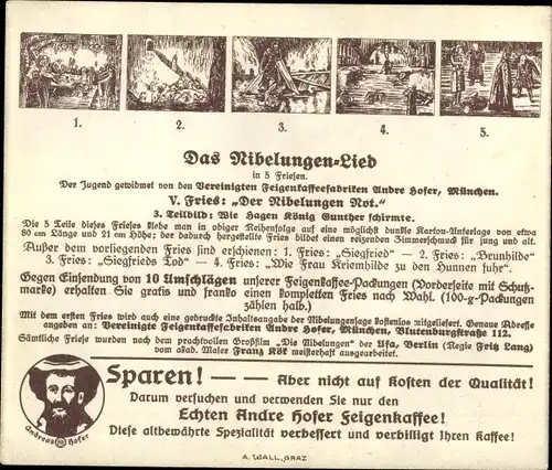 Sammelbild Das Nibelungen-Lied, V. Fries, Der Nibelungen Not, Hagen schirmt König Gunther