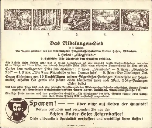 Sammelbild Das Nibelungen-Lied, I. Fries, Siegfried, Wie Siegfried den Drachen erschlug