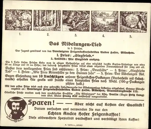 Sammelbild Das Nibelungen-Lied, I. Fries, Siegfried, Wie Siegfried auszog