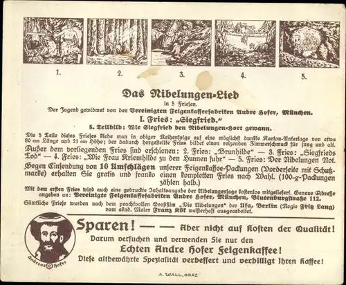 Sammelbild Das Nibelungen-Lied, I. Fries, Siegfried, Wie Siegfried den Nibelungenhort gewann