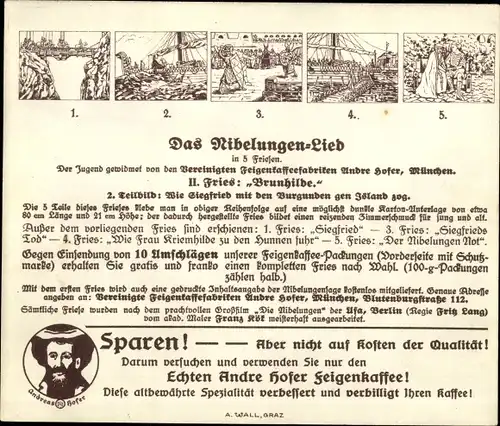 Sammelbild Das Nibelungen-Lied, II. Fries, Brunhilde, Wie Siegfried mit den Burgunden gen Island zog