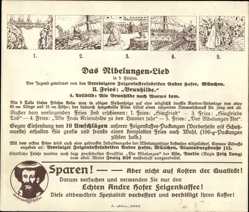 Sammelbild Das Nibelungen-Lied, II. Fries, Brunhilde, Wie Brunhilde nach Worms kam