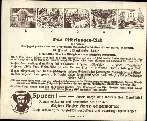 Sammelbild Das Nibelungen-Lied, III. Fries, Siegfrieds Tod, Die Königinnen trauern um Siegfried