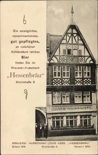 Ak Ebersheim Mainz am Rhein, Brauerei-Ausschank Hessenbräu, Kirchstraße 3