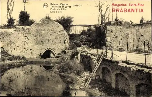 Ak Ypres Ypern Westflandern, La Porte de Lille, Ruine