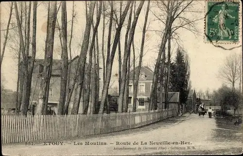 Ak Étouy Oise, Mühlen, Route de La Neuville-en-Hez