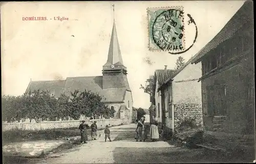 Ak Doméliers Oise, Kirche